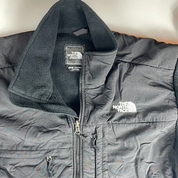 The North Face black zip up jacket two different materials